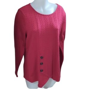 Size XL Women's2 Dye 4 Red Button-Detail Sweater Top